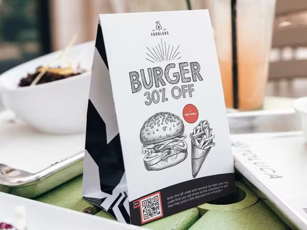 Códigos QR en las carpas de mesa