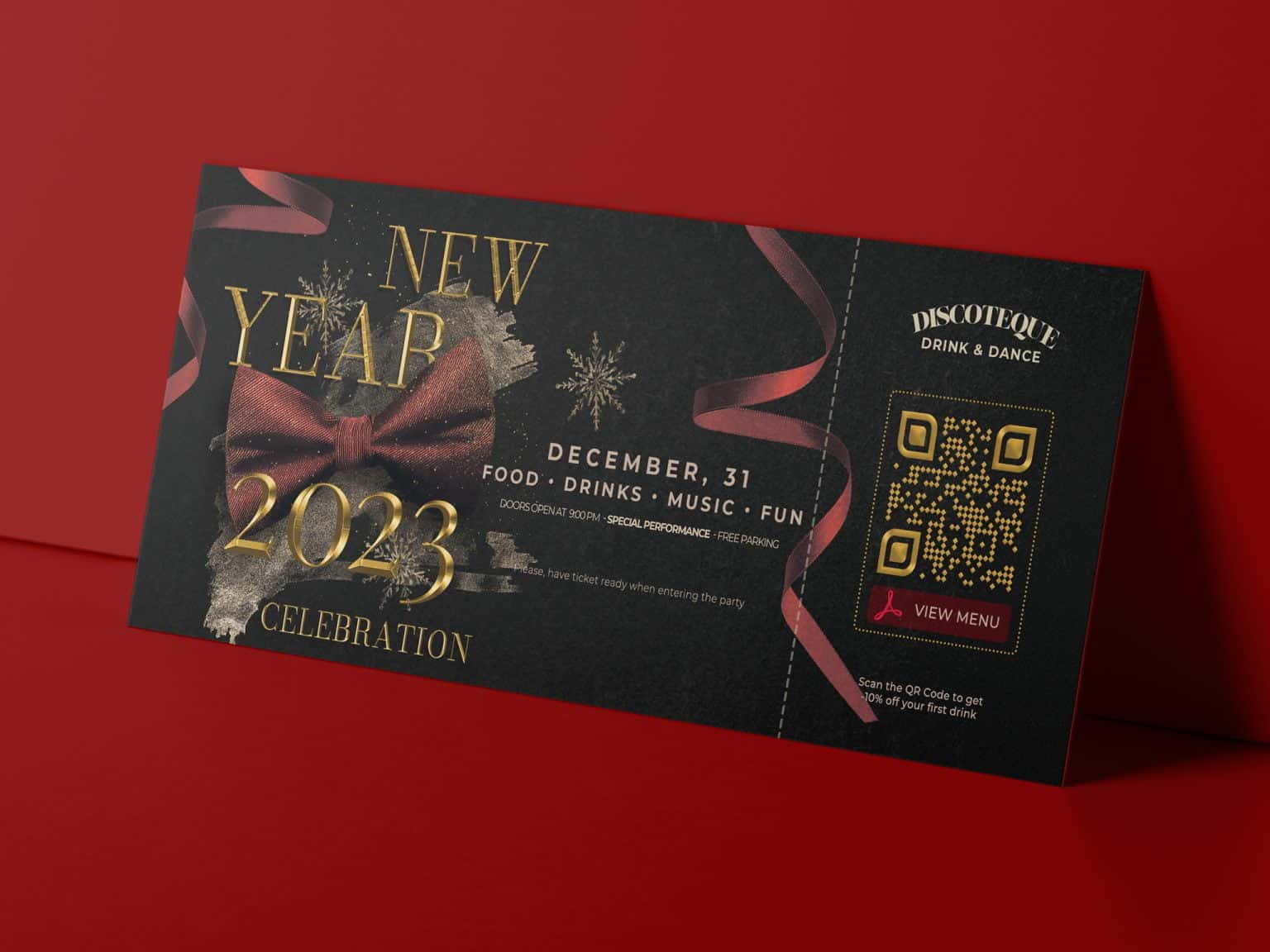 a qr code on a ticket for new year's