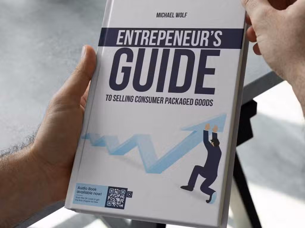 MP3 QR code on an entrepreneur's book guide
