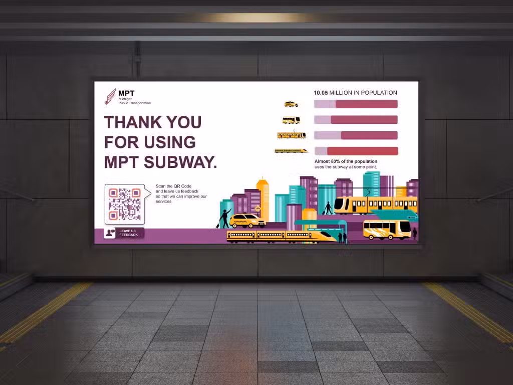 QR codes for Public Transportation on a subway billboard