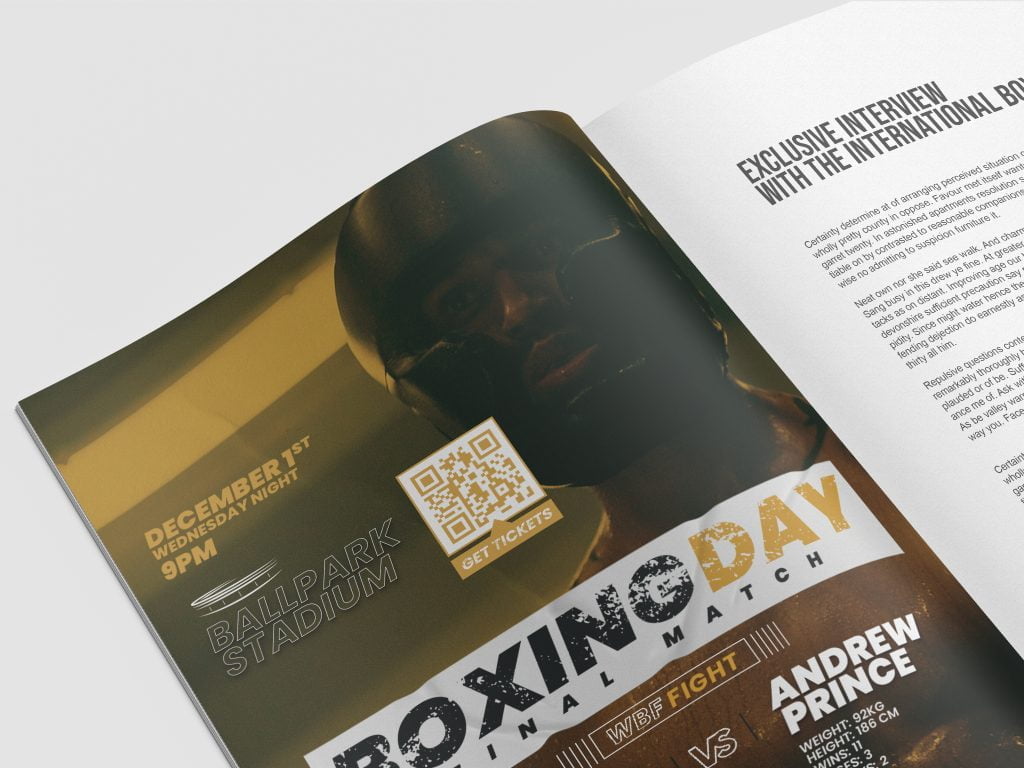 a qr code in a magazine with a boxing day advert