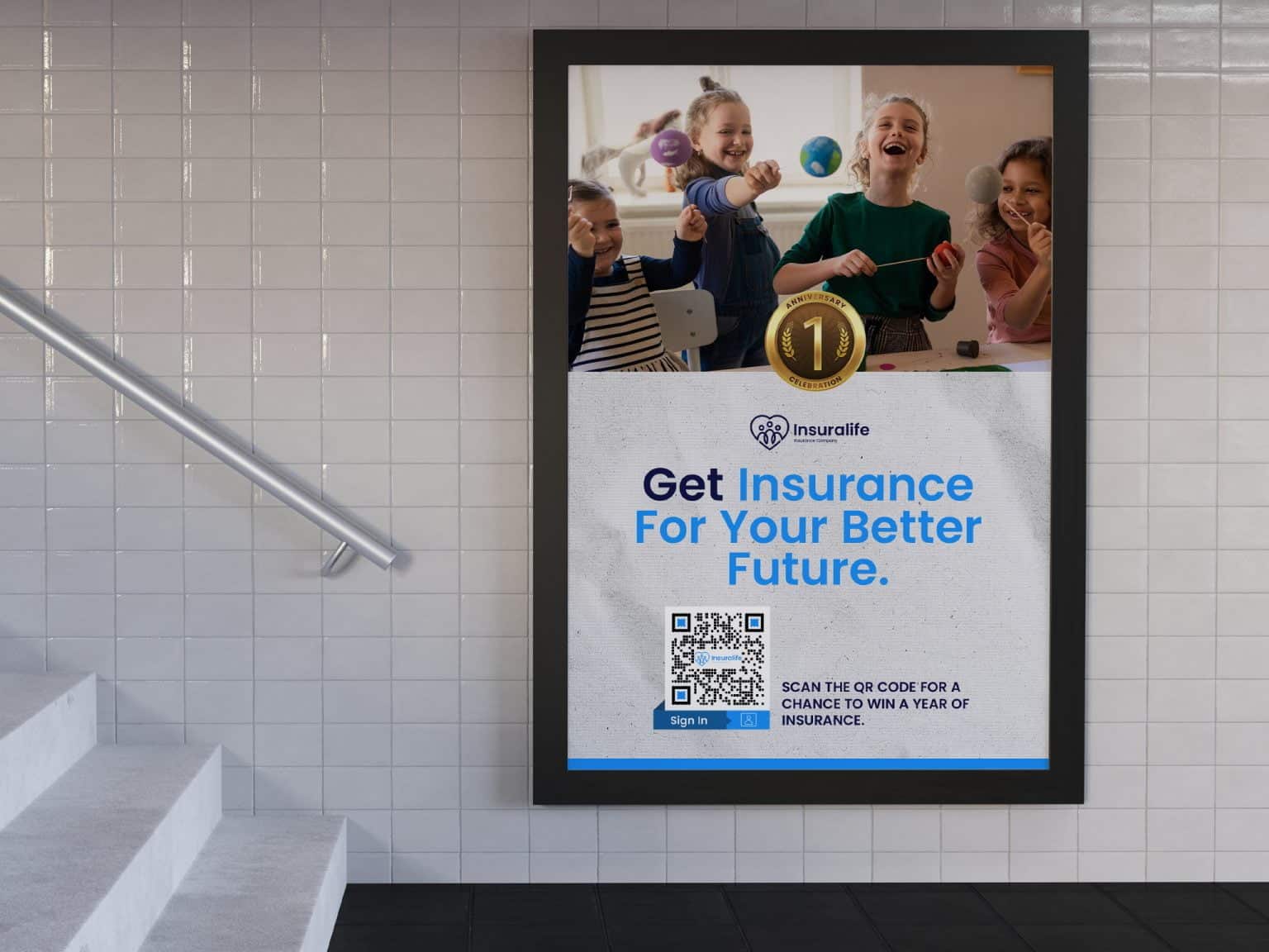 a poster with kids laughing for insurance