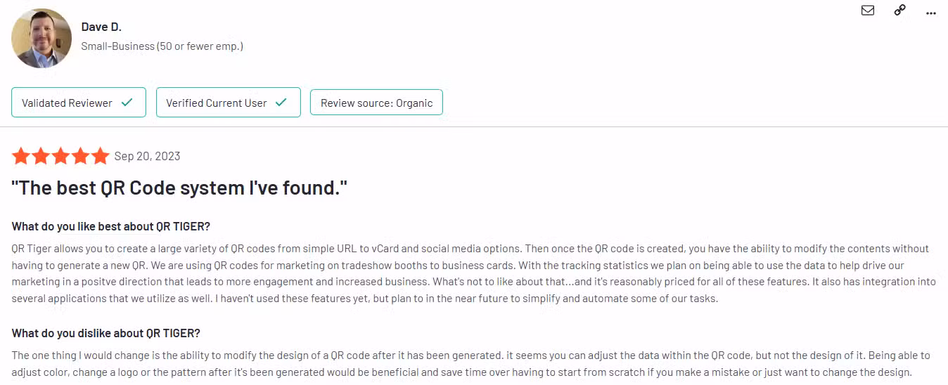 qr code tiger reviews