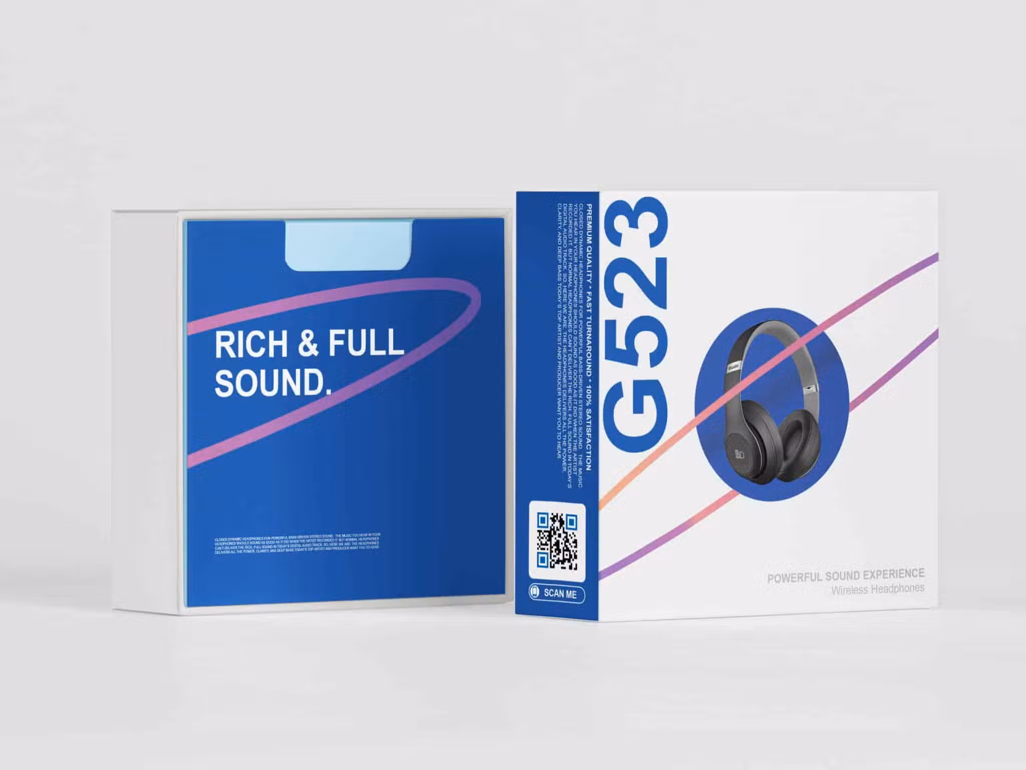 a gs1 digital link qr code on a blue box of headphones