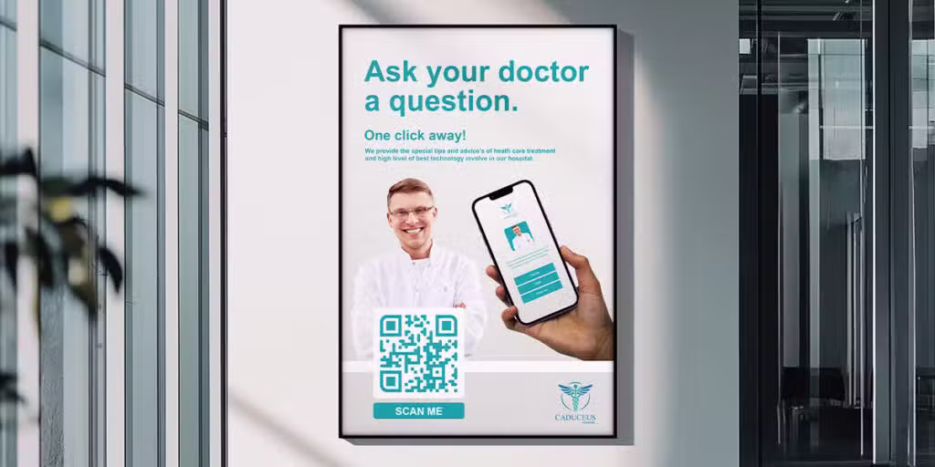 a sign with a qr code for a dentist's office.