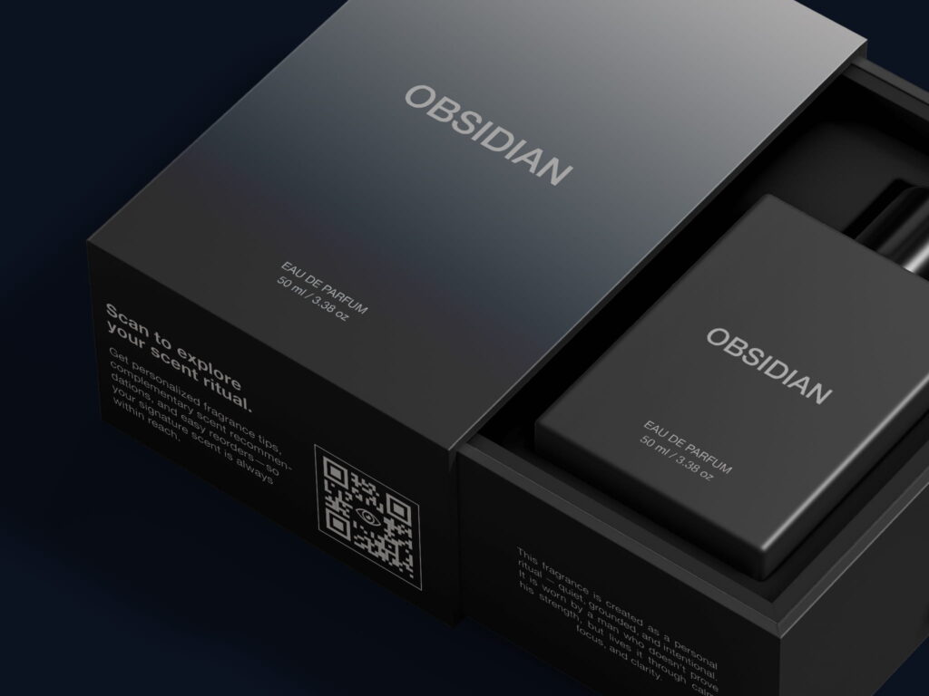 GS1 Digital Link for Cosmetics on an obsidian box with a black background