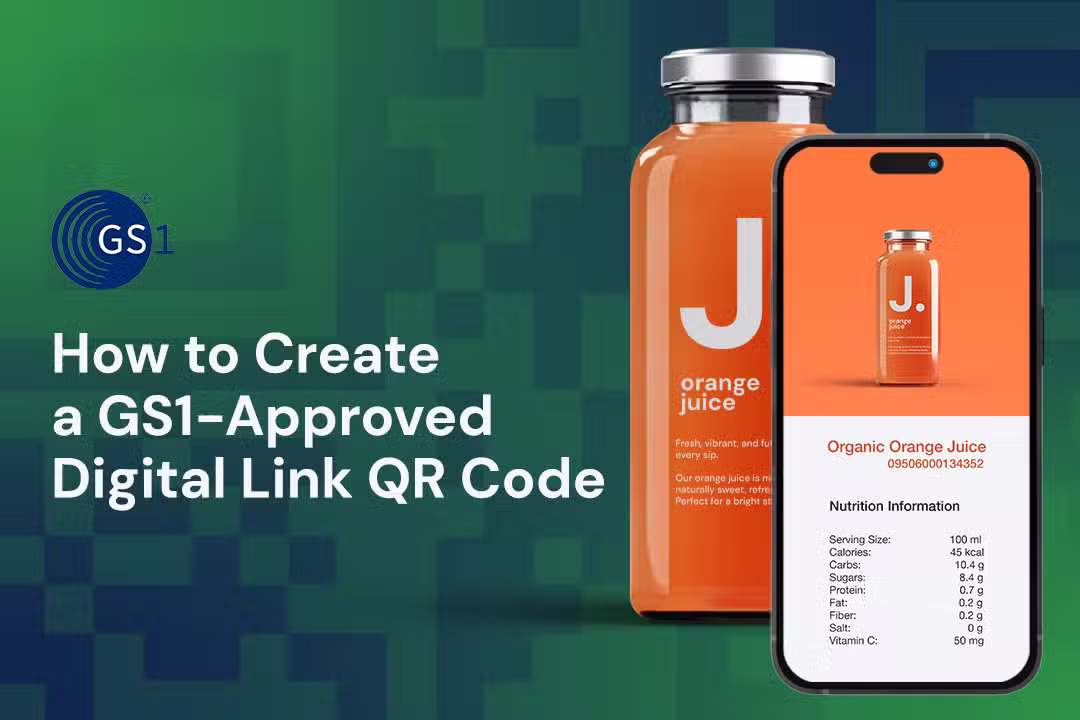 a bottle of orange juice with a mobile phone screen that pulled up the ingredients in front of it