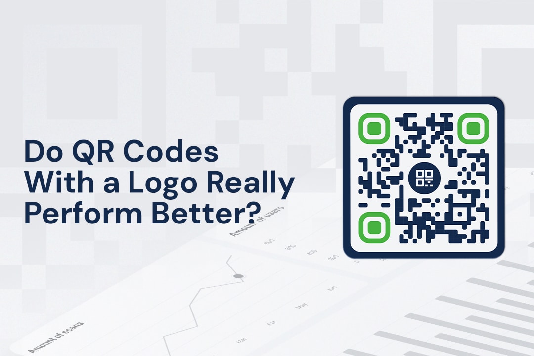 a blue green and white qr code with logo
