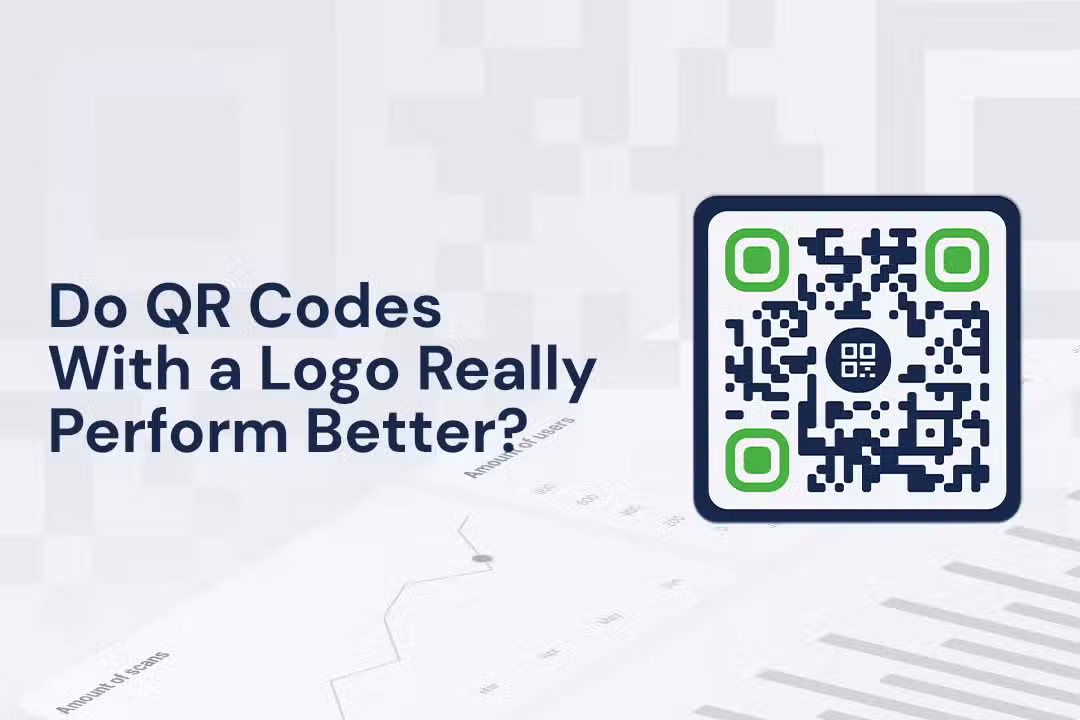 a blue green and white qr code with logo