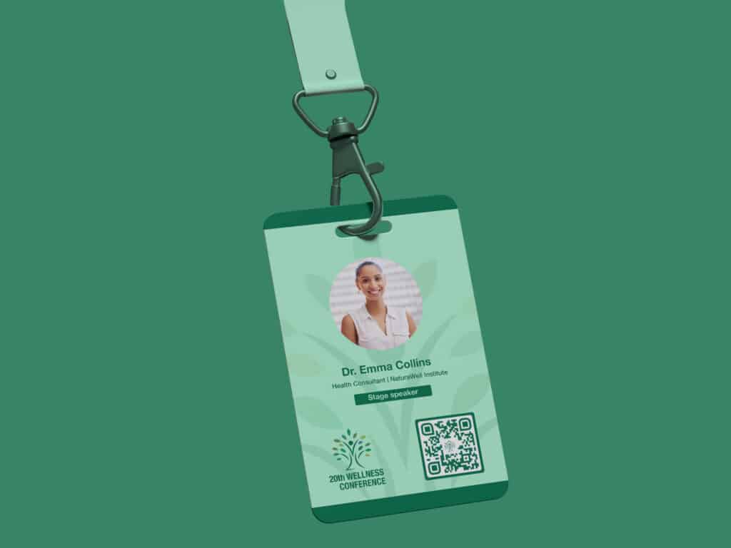 a qr code on a green badge with all green background
