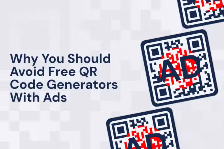 three red white and blue qr codes that say ad in the middle