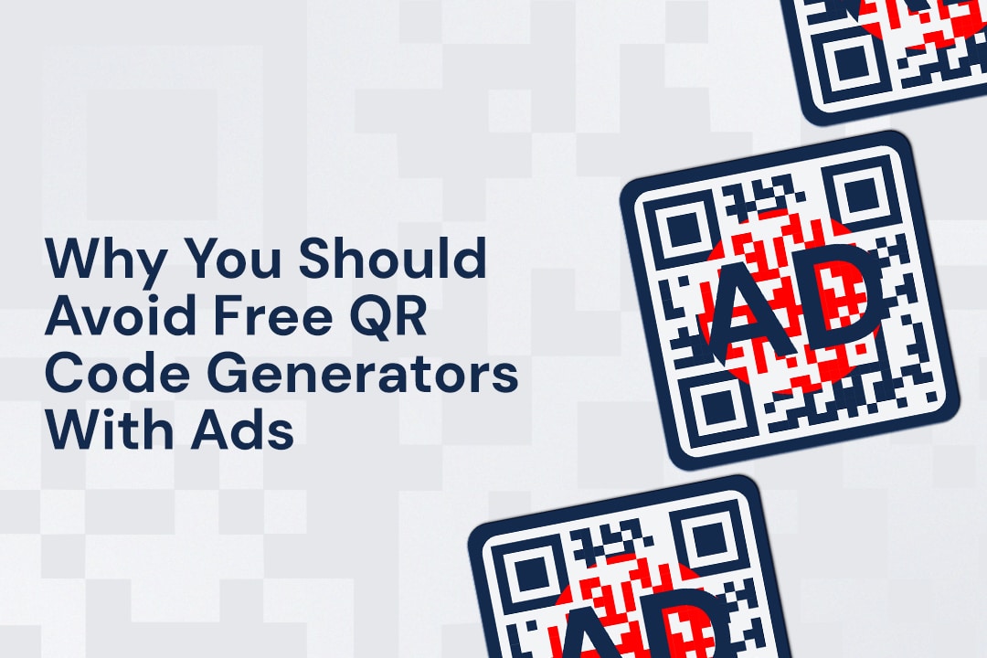 three red white and blue qr codes that say ad in the middle
