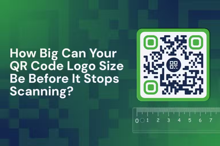 a green thumbnail with a QR code asking, "How big can your QR code logo size be before it stops scanning?"