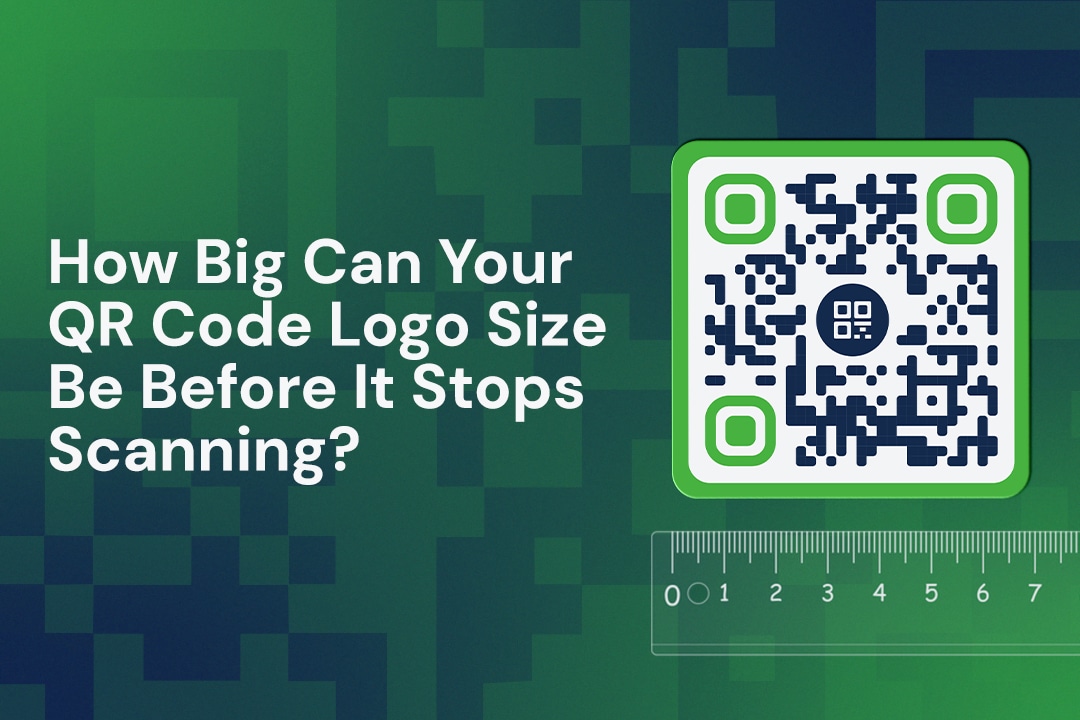 a green thumbnail with a QR code asking, "How big can your QR code logo size be before it stops scanning?"