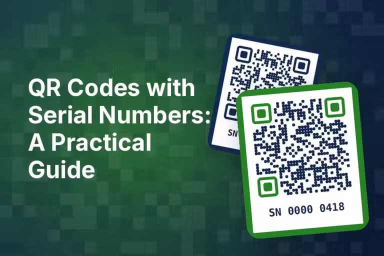 a thumbnail that says, "qr codes with serial numbers: a practical guide" in green with qr codes on it