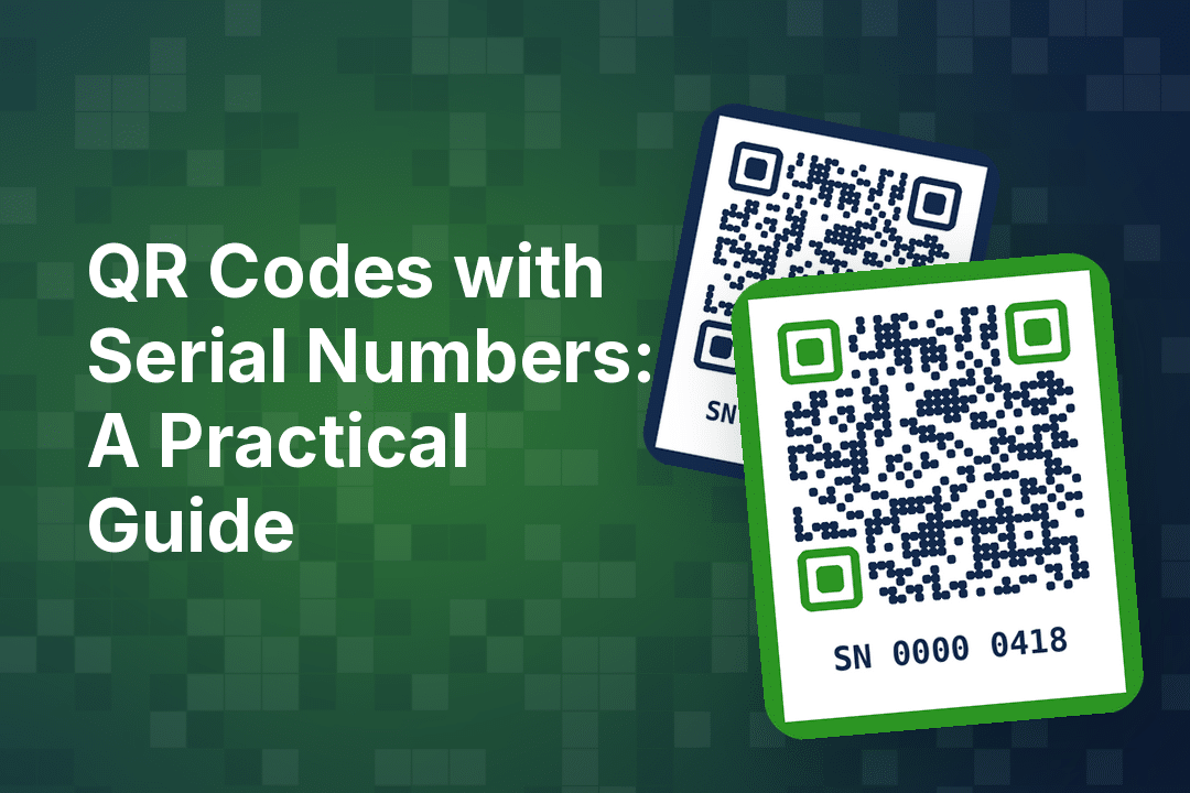 a thumbnail that says, "qr codes with serial numbers: a practical guide" in green with qr codes on it